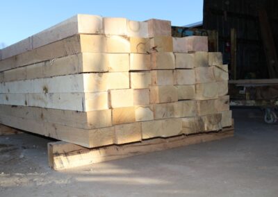 Large Douglas Fir timber beams in warehouse