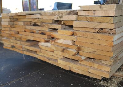 White Fir rough sawn lumber stacked at mill